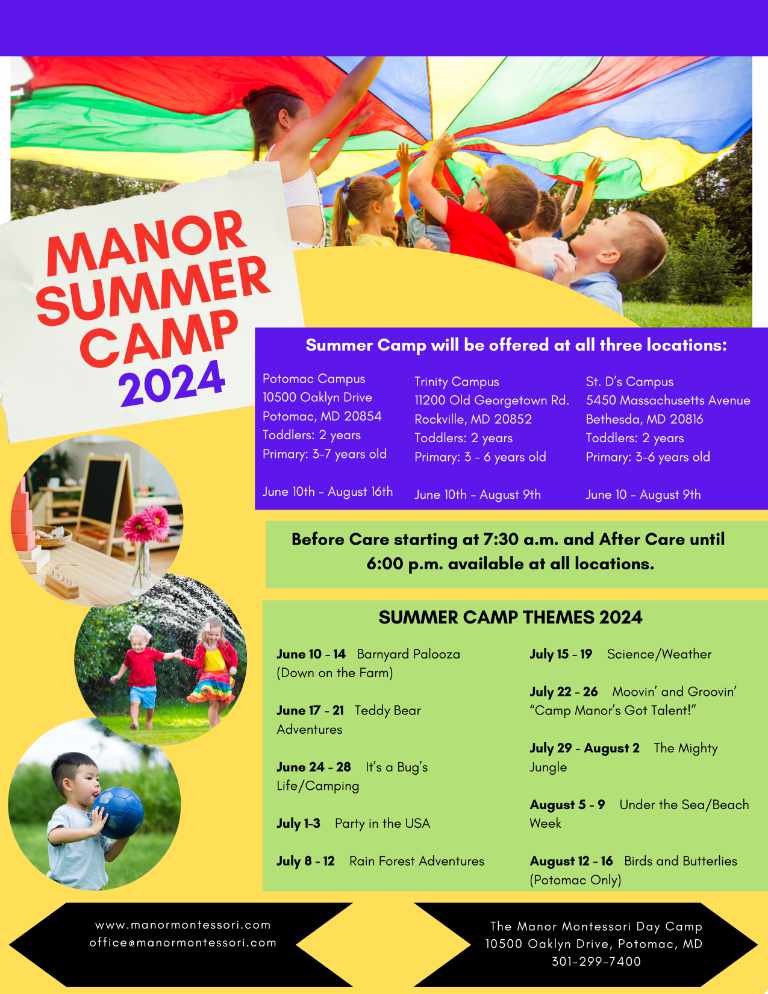 Manor Montessori Summer Camp 2024 Flyer