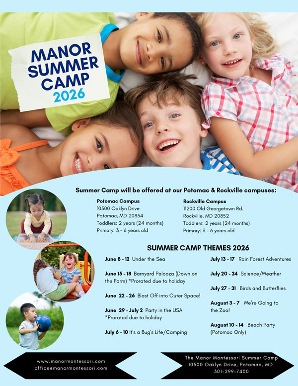 Manor Montessori Summer Camp Flyer